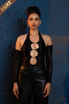 Draping in Allure Glove Bodysuit