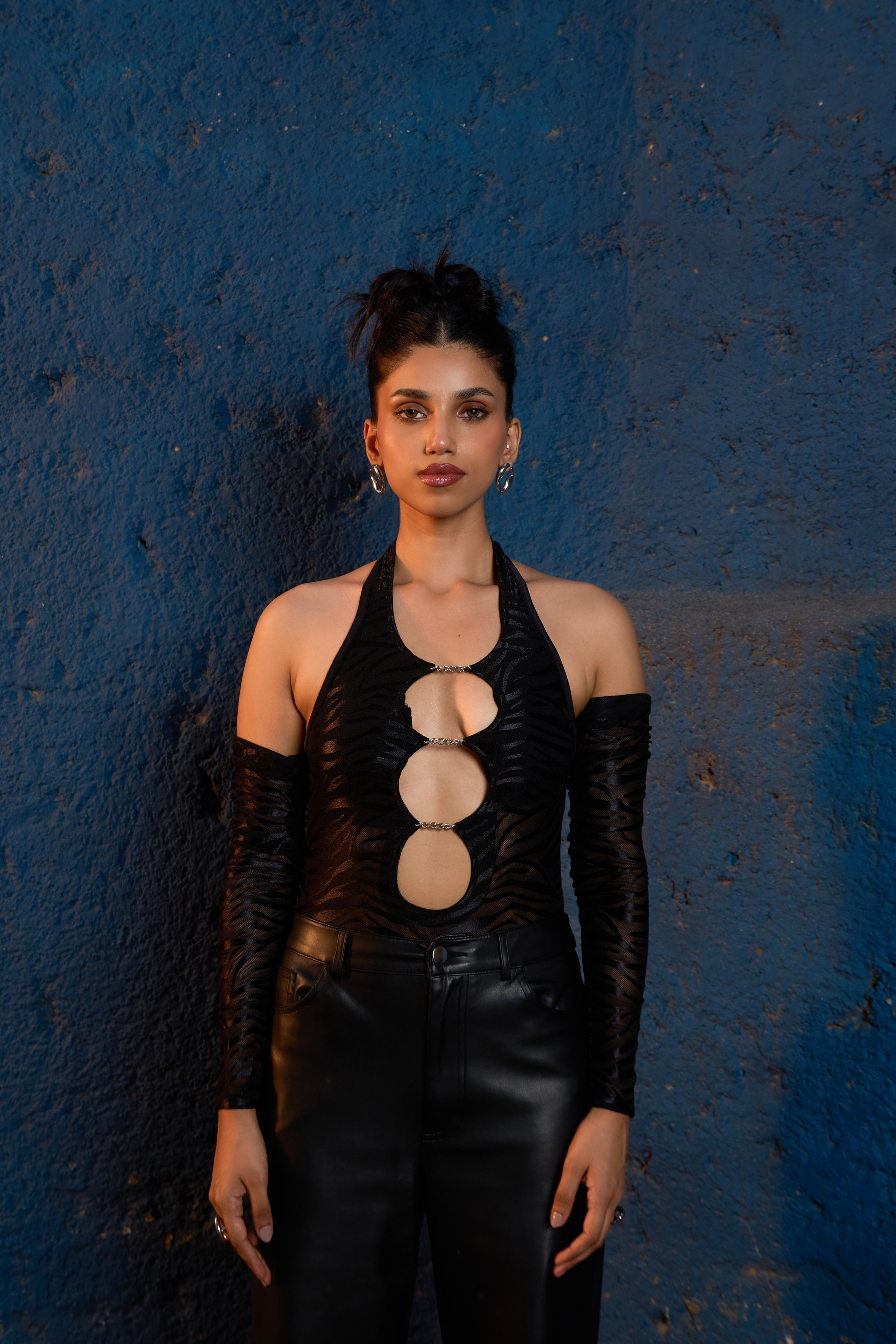 Draping in Allure Glove Bodysuit