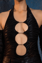 Draping in Allure Glove Bodysuit