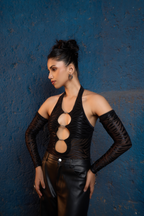 Draping in Allure Glove Bodysuit